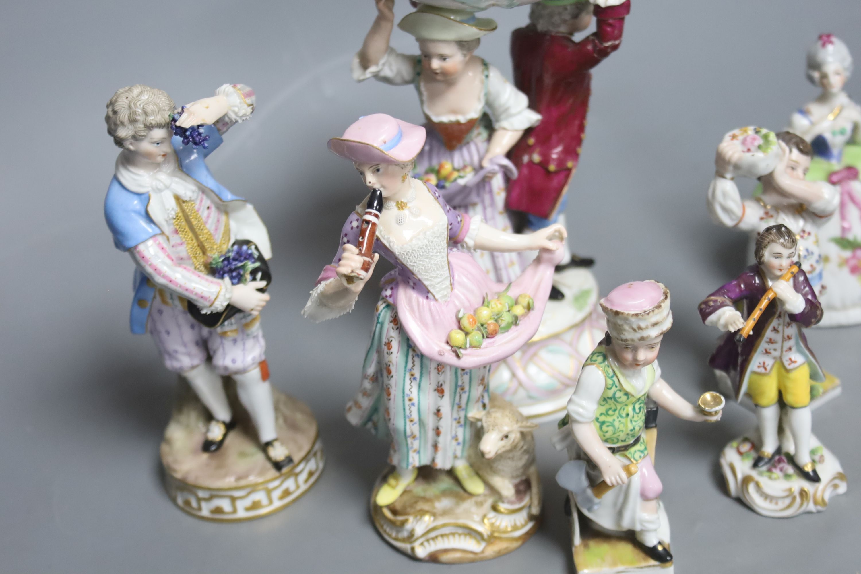 A collection of Meissen and Continental porcelain figures